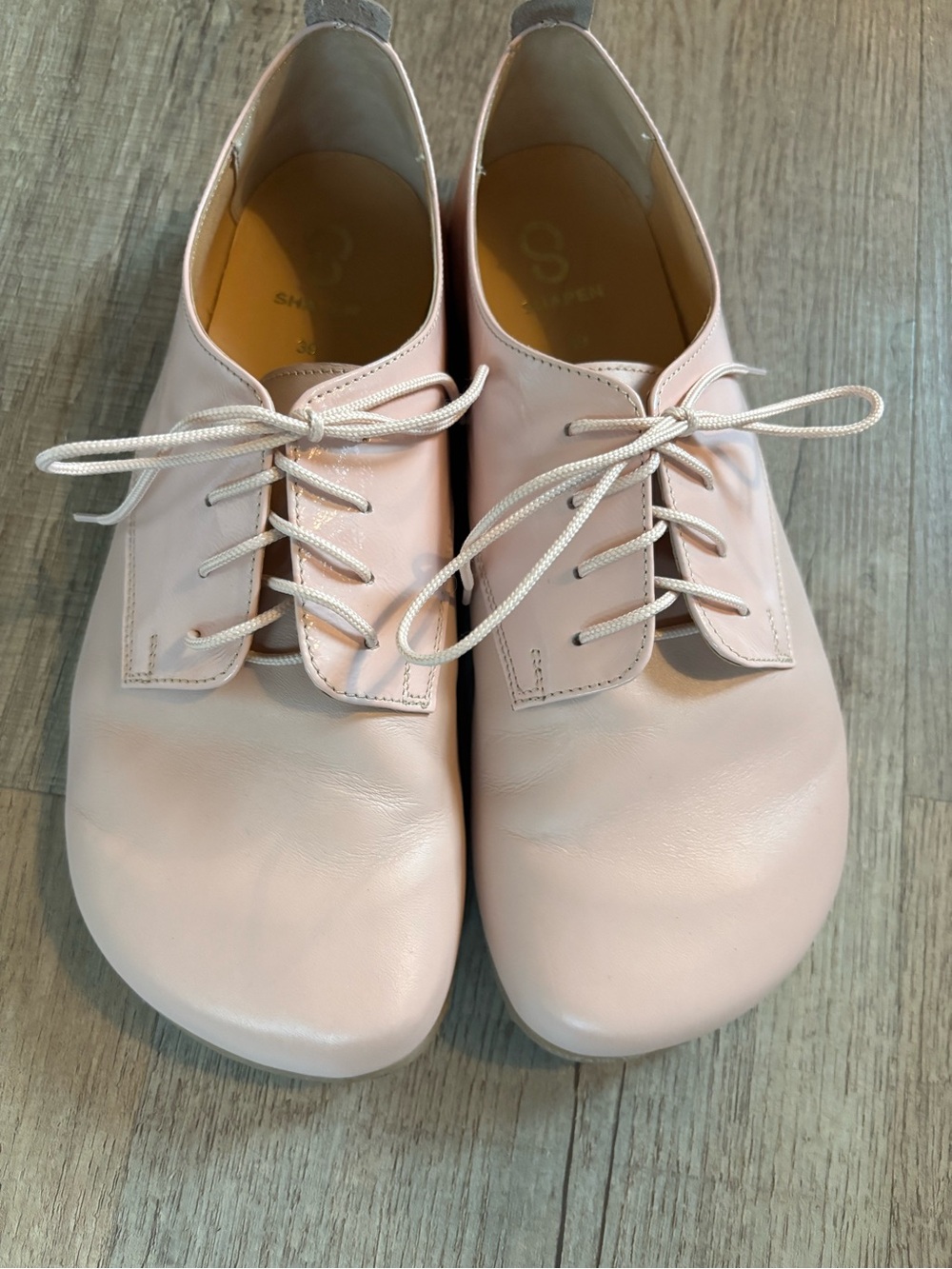 Women’s Blush Pink Lace-Up Leather Oxfords Barefoot Style - Picture 2 of 14